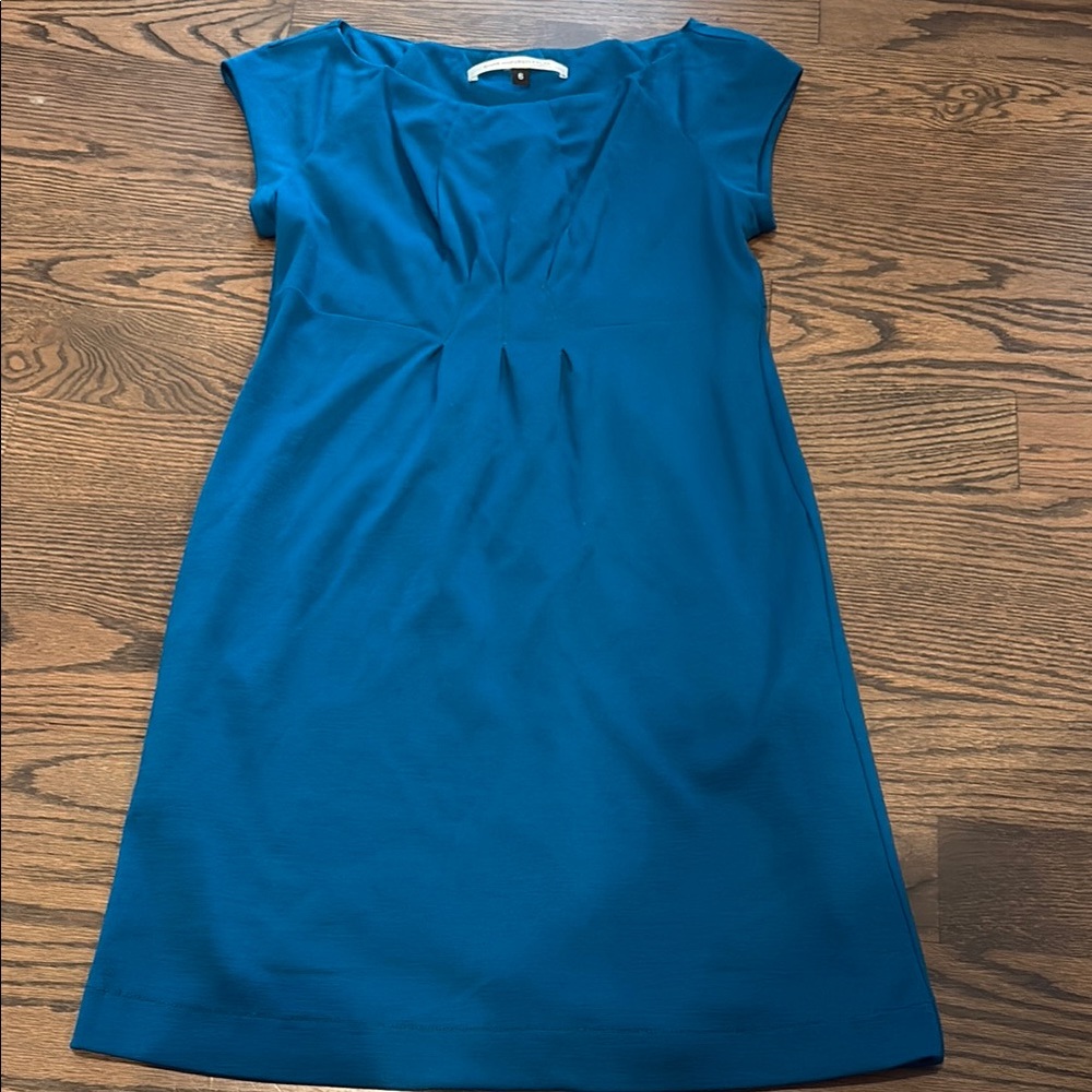 Diane Von Furstenberg Teal Cap Sleeve Shift Dress